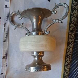 Elegant Silver and Cream Trophy Vase